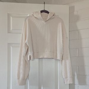 Alo Yoga Muse Cropped Ribbed Hoodie Size Medium